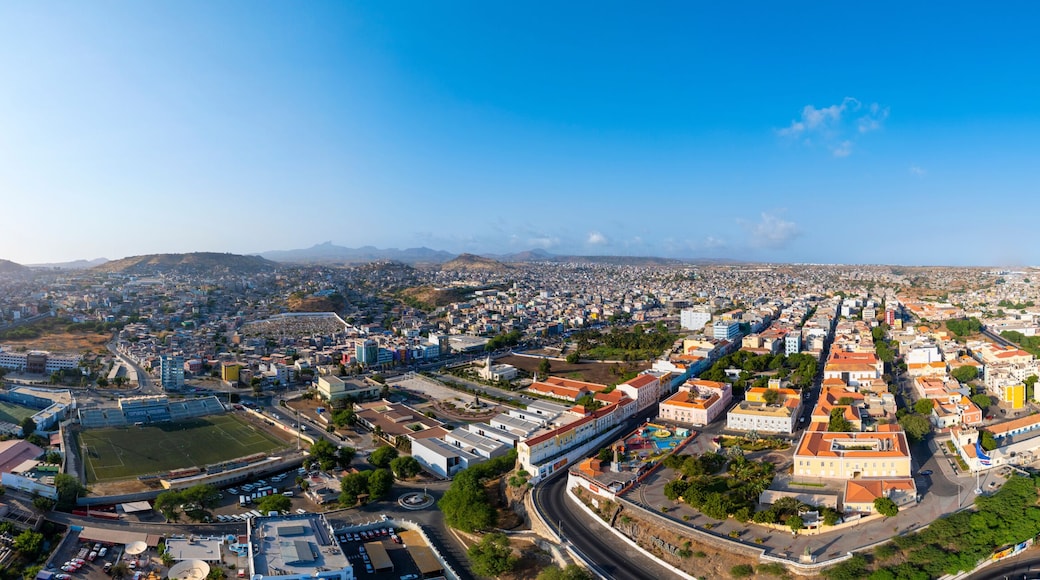 Aerial view of Plato in Praia - Santiago - Capital of Cape Verde Islands - Cabo Verde