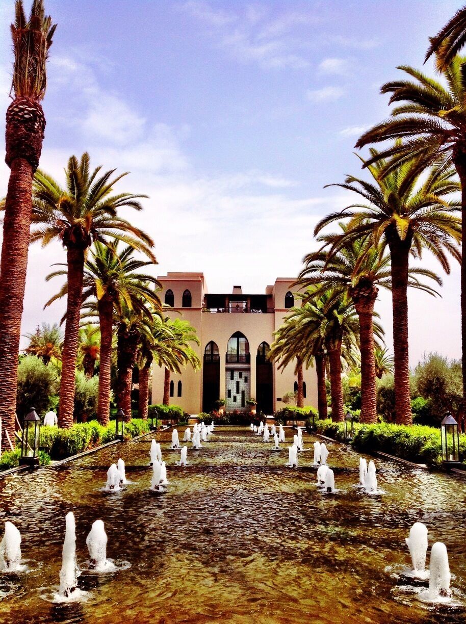 View while having breakfast from the Solano Restaurant terrace. #marrakech #luxury #hotel #Resort #morocco #fountain