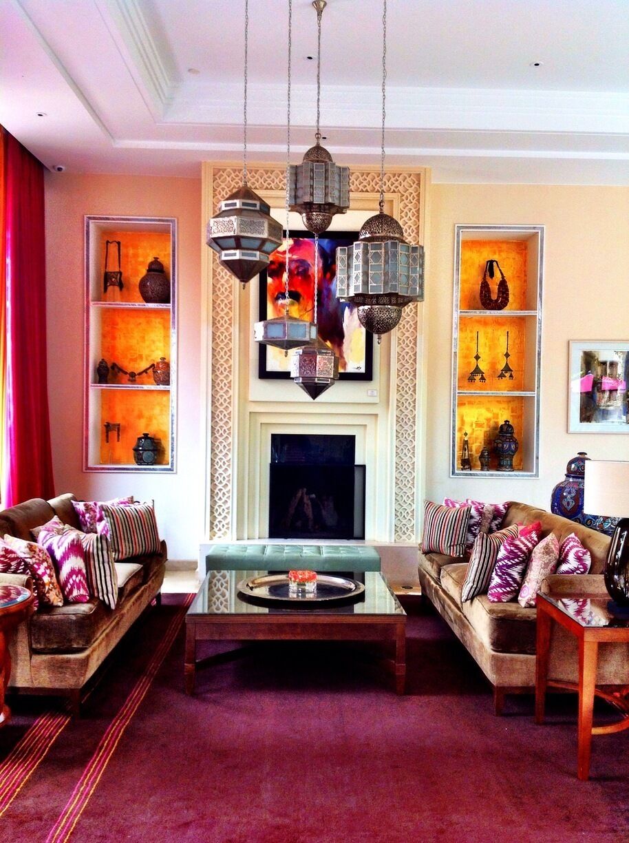A welcoming, warm, colorful lobby. I could sit here all day reading a book and be content. #luxury #hotel #marrakech #morocco