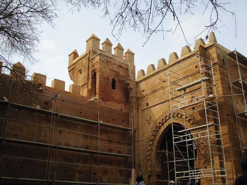 The main gate to the Chellah Necropolis, under restoration.  

Originally the Port of Sala, its residents took the name of their town and reestablished themselves across the estuary. Chellah was used as a burial site for the Merinid sultans during the 13th-14th centuries.

https://davenotravels.blog