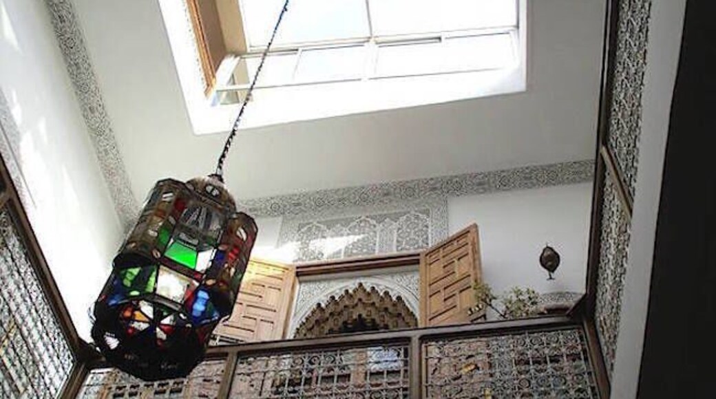 I think I took more photos of this riad than any other on this trip. This shot is from the courtyard, looking up at the third floor and the intricacies of the carved plasterwork, the carved bannister, and the lantern suspended from the glassed in ceiling.
I could have spent the entire day here.
https://davenotravels.blog