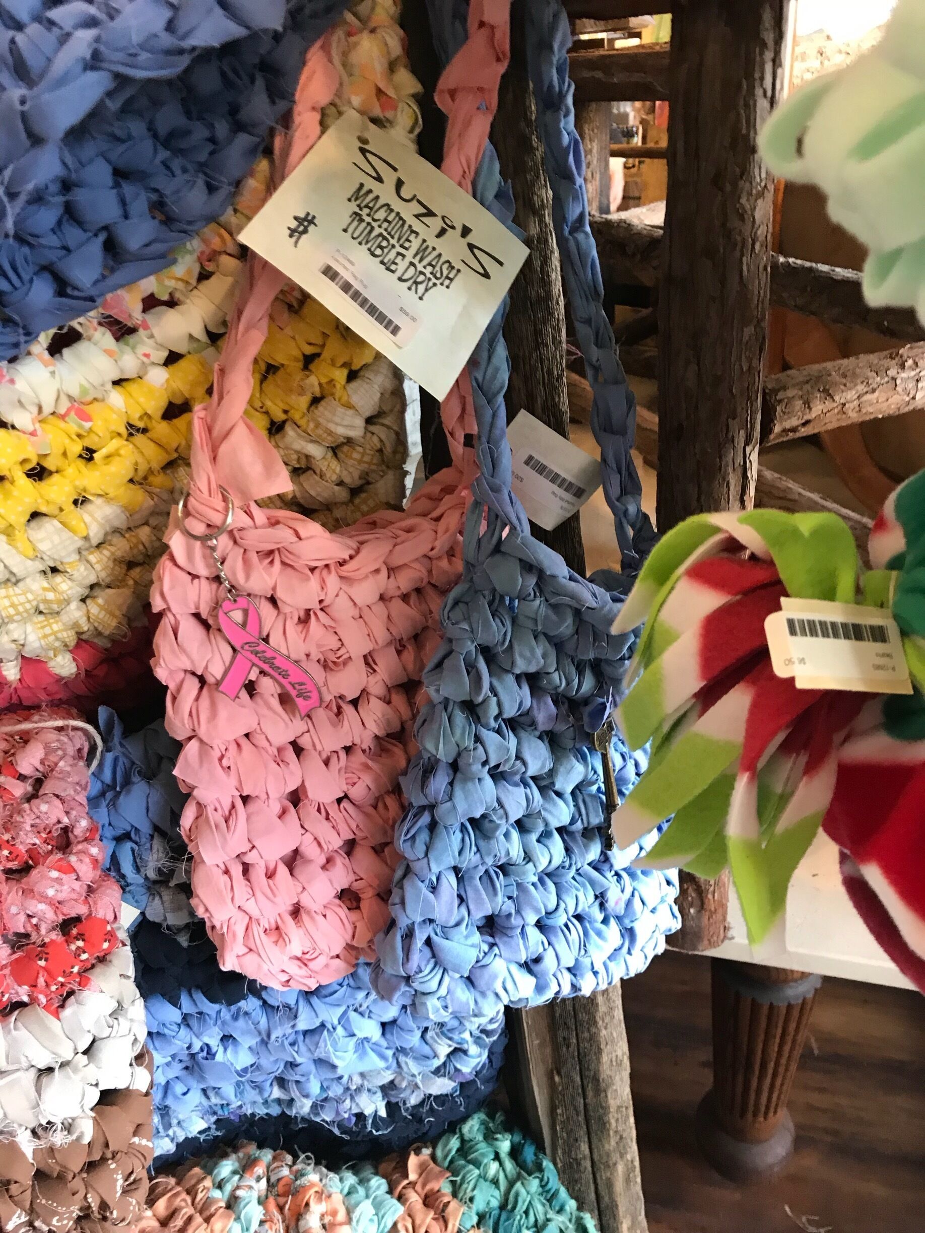 Love the texture of these hand crocheted bags #Red