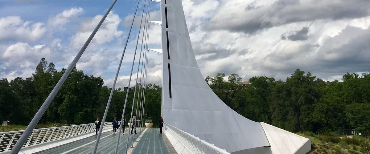 The sundial that is right once a year!
Cool walking and biking bridge with rectangular glass tile surface.
#california #bridges
(April 2017)
