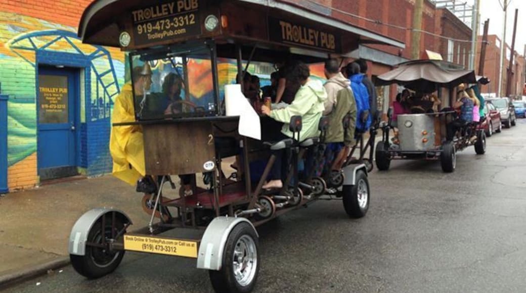 Trolley Pub Raleigh, it's always a fun time with a few friends, rain or shine!