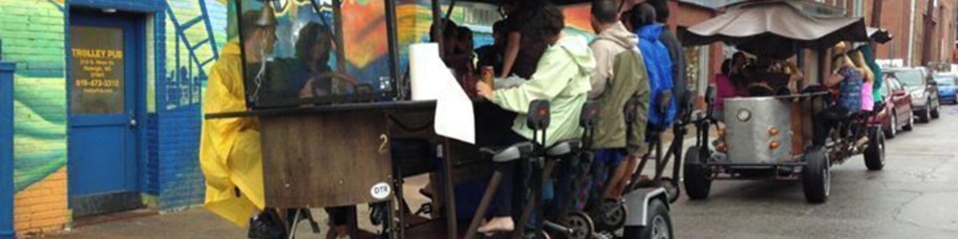 Trolley Pub Raleigh, it's always a fun time with a few friends, rain or shine!