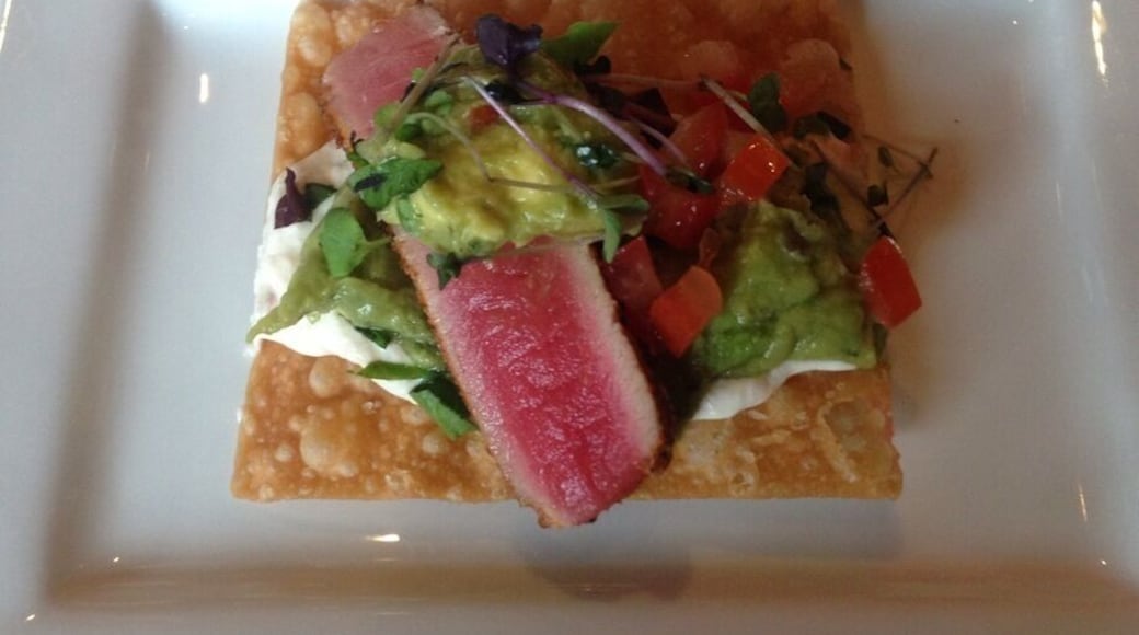 This is a part of the blackened tuna nachos. So good! They have really unique food combining fish and beef!