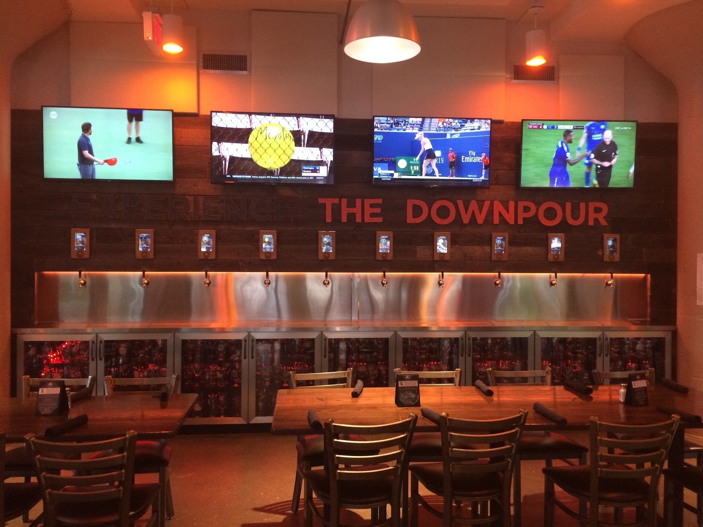 This brewery has taken sampling to the next level. At the bar you get a wristband, with this wristband you get to choose a glass and the beer you wish to try from the downpour wall. You scan your wristband, pour your beer and enjoy. When you scan your band it calculates the ounces of each beer, or mead, you try. Mix and match all you’d like! At the end hand your wristband back in and the bartender scans it and gives you a totally had a lot of fun here! 