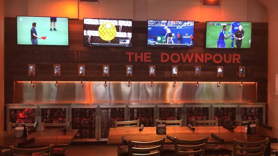 This brewery has taken sampling to the next level. At the bar you get a wristband, with this wristband you get to choose a glass and the beer you wish to try from the downpour wall. You scan your wristband, pour your beer and enjoy. When you scan your band it calculates the ounces of each beer, or mead, you try. Mix and match all you’d like! At the end hand your wristband back in and the bartender scans it and gives you a totally had a lot of fun here!