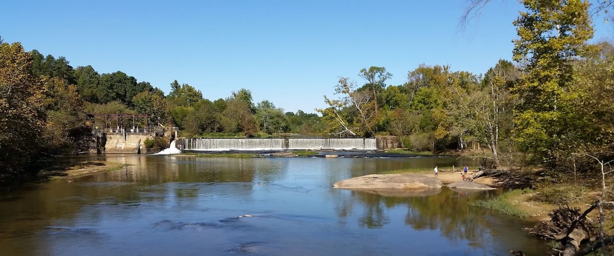 The Neuse River trail passes this dam in East Raleigh. It's a nice spot to fish or have a picnic