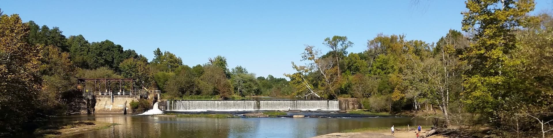 The Neuse River trail passes this dam in East Raleigh. It's a nice spot to fish or have a picnic