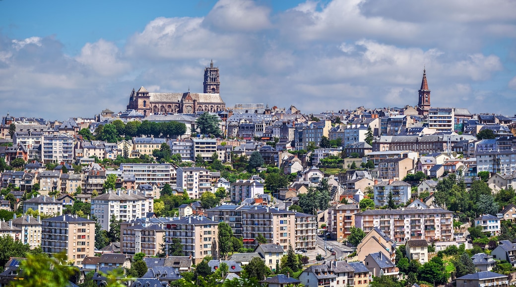 Panoramic view of Rodez city, in South of France.