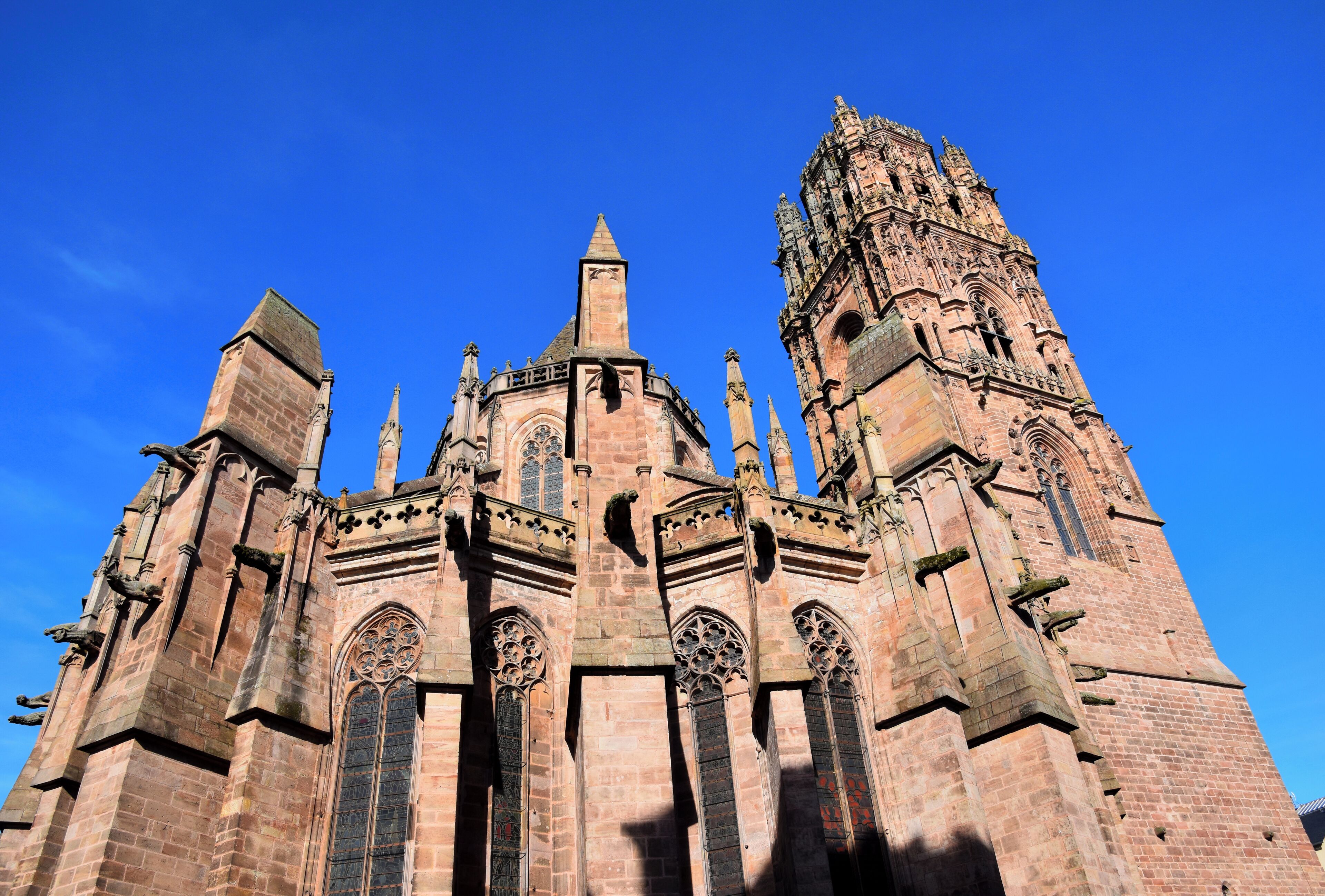A Gothic cathedral with intricate stonework and pointed arches.