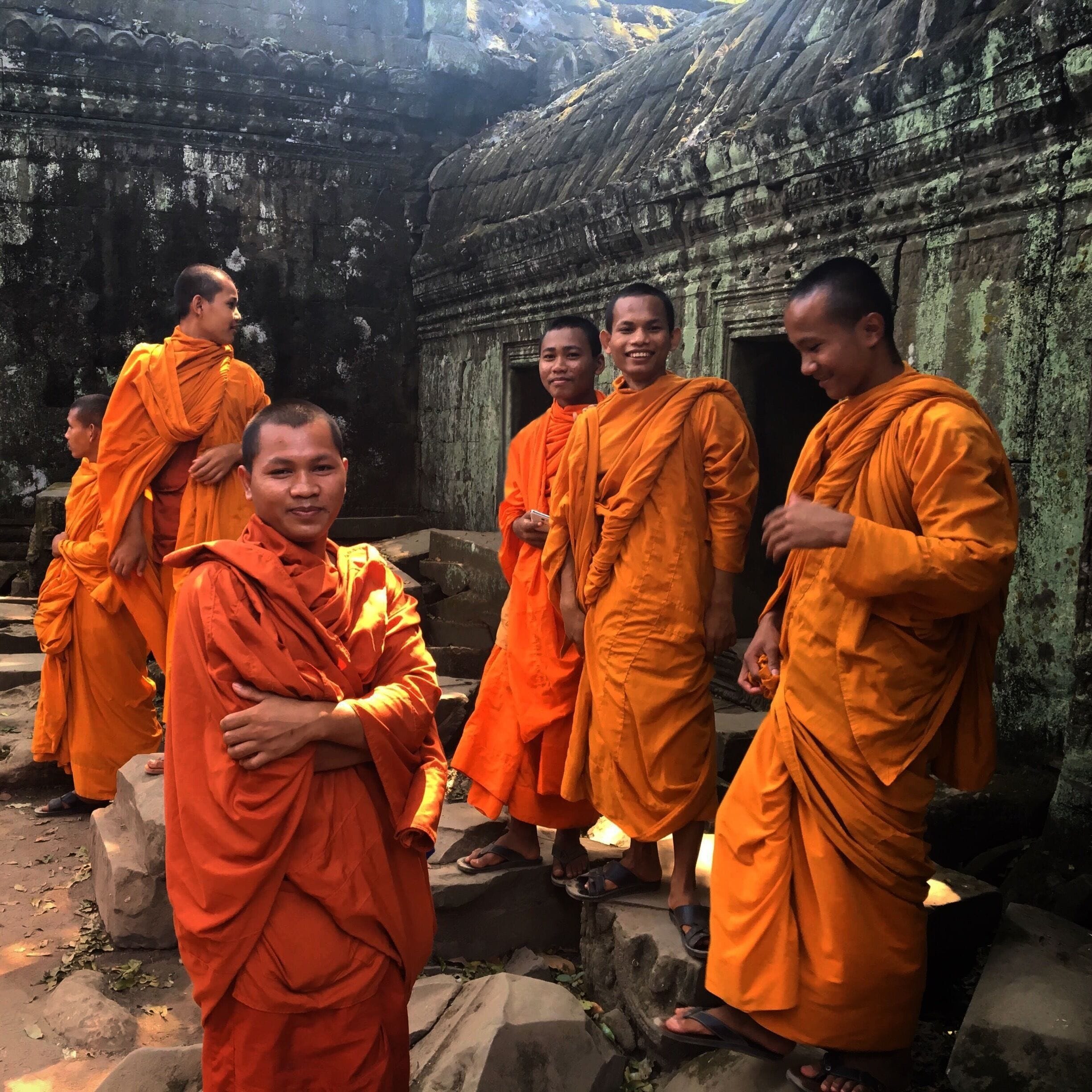 Ta Prohm was my absolute favorite temple we visited on our trip to Cambodia. This temple is well known as it was featured in the movie Tomb Raider. I recommend going around 12:30 to avoid the crowds; however, I was lucky enough to stumble upon these guys while I was visiting the temple. 