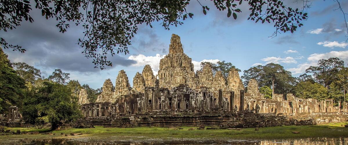 Wandering around the outside of Bayon temple after some rain I saw this pool of water creating a perfect reflection of the temple. #ancient #architecture #history