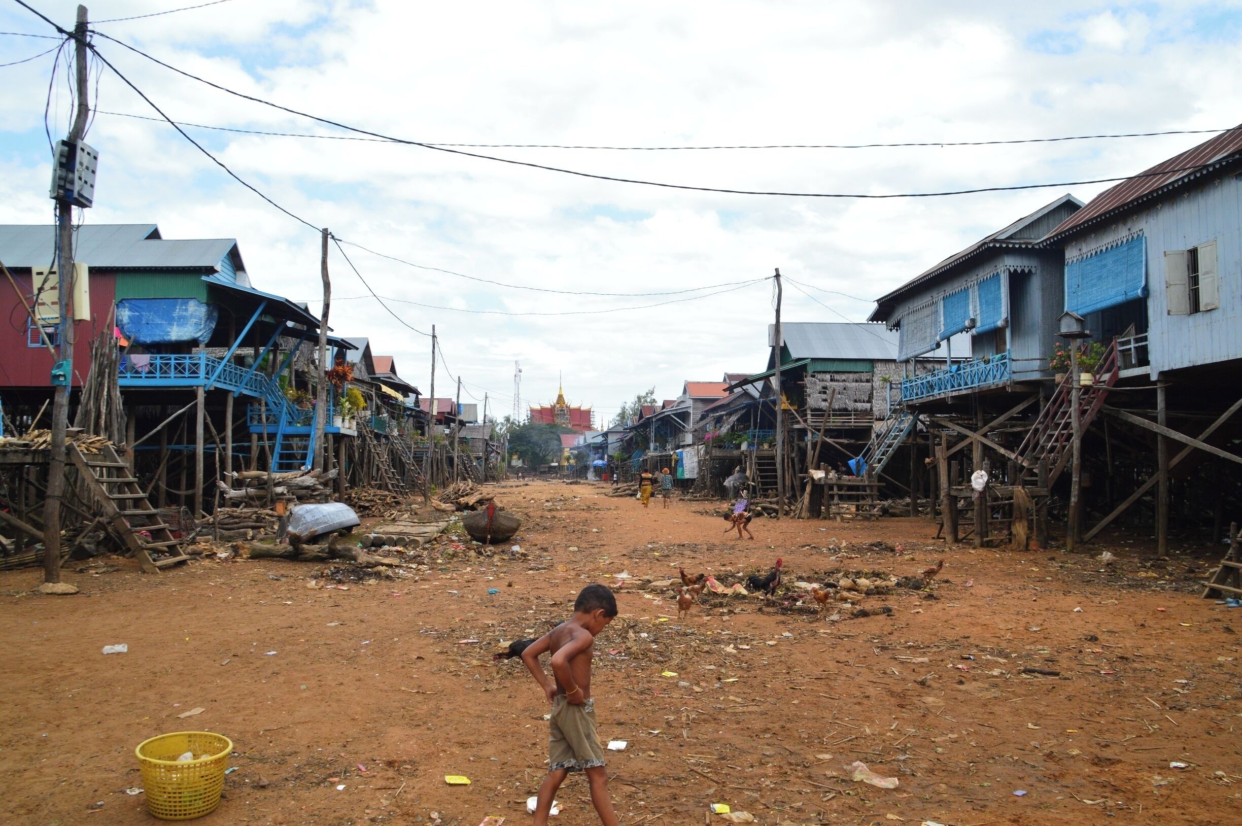 South of the city is a floating village, which floods during the rainy season. The water leads all the way to the lake, covering fields and forests. We stopped at a little shop beside the floodwaters, and this was our view.