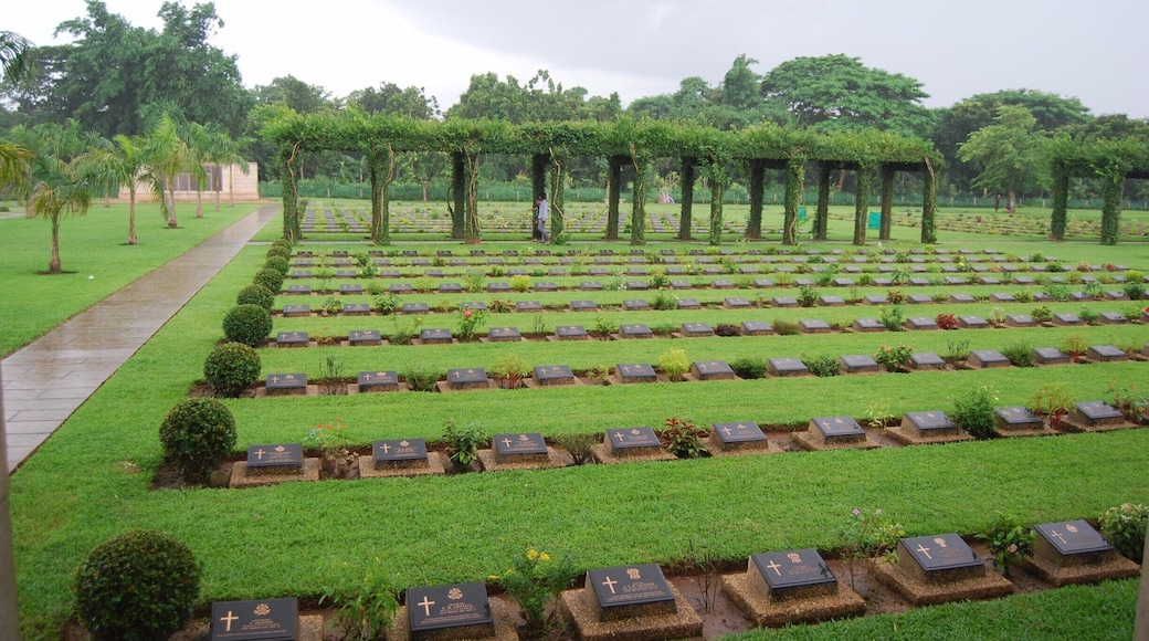 This place is known by locals as the war cemetery or the Allied cemetery. It is an incredibly well maintained cemetery honoring the soldiers who lost their lives in WWI and WWII. We were overwhelmed by the number of graves and the 27,000 other soldiers who were honored but unable to be buried. If you are in Yangon you should definitely make the trip to the cemetery.
To get here we took the circle train out of Yangon Central Railway station to the stop Kyaikkale (one after the Golf Course stop). From that station we walked to the road and hailed a taxi. It took 4 or 5 to find someone who could speak enough English to take us there. We paid 8000 Kyat (appr. 8 USD) for the ride there, for him to wait, and for the ride back to the station. It takes about 15-20 minutes in the taxi to get there. The locals use the cemetery more like a park and were more interested in us than anything else. This was irritating but as tourism is so little still it is understandable. Entrance is free.