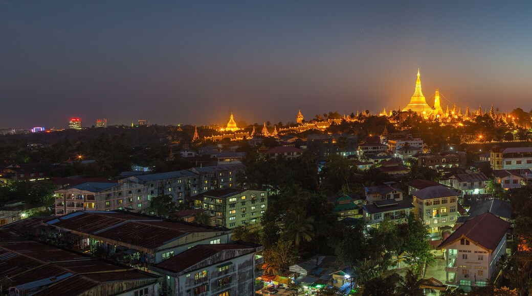 View at dawn of the Shwedagon Pagoda, Yangoon, Myanmar