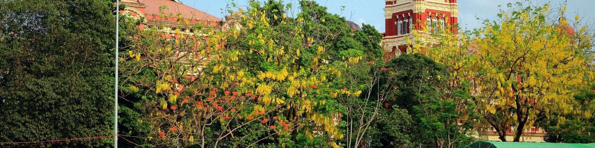 The Yangon heritage area in the middle of downtown Yangon, Burma