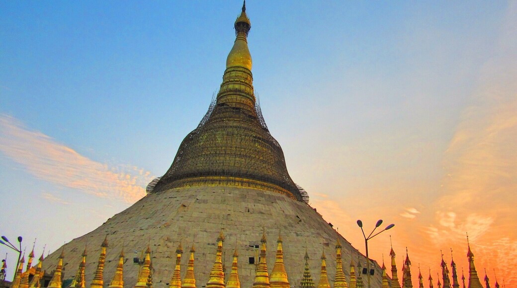 Sunset at Myanmar's most holy temple, Shwedagon Pagoda.