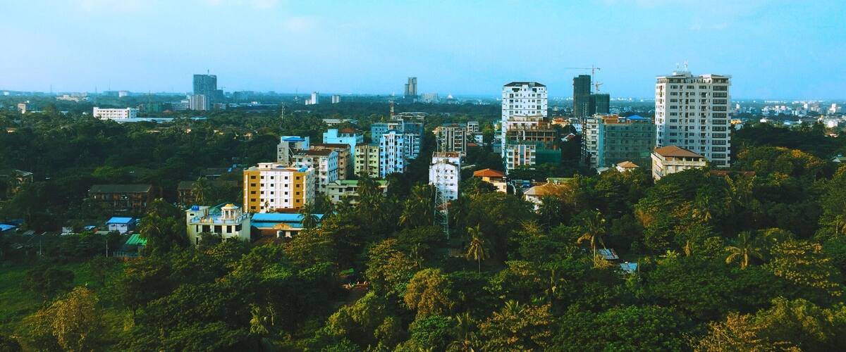 The apartments in the city, The area as the part of city, shoot the views from the high floor of condominium,