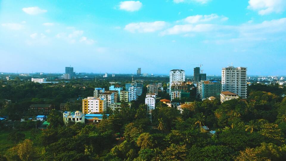 The apartments in the city, The area as the part of city, shoot the views from the high floor of condominium,