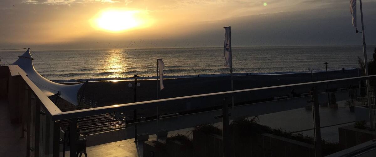 Sun setting over the Black Sea in Sochi.  What extremes in Russia, it was 65 and sunny