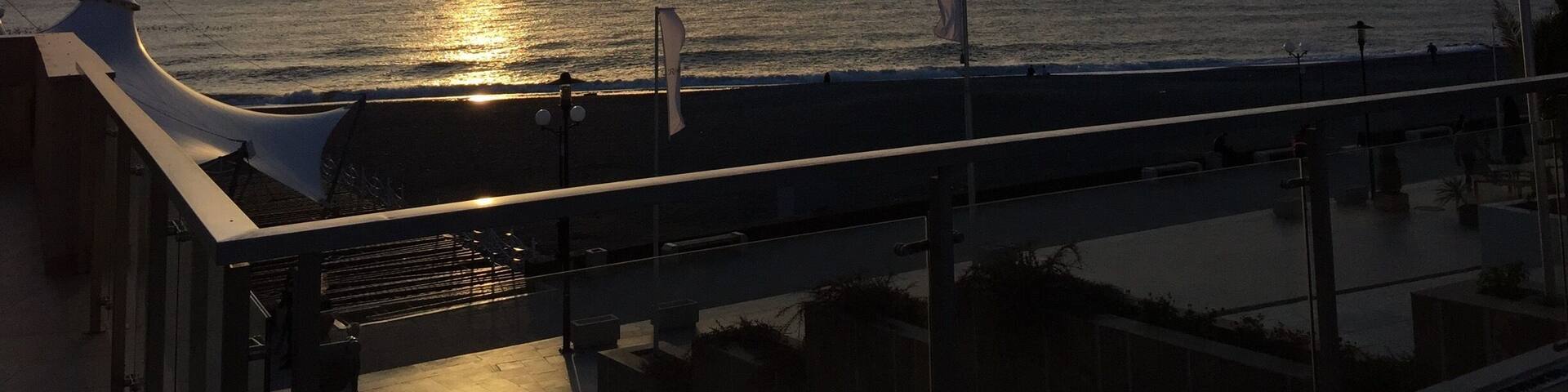 Sun setting over the Black Sea in Sochi. What extremes in Russia, it was 65 and sunny