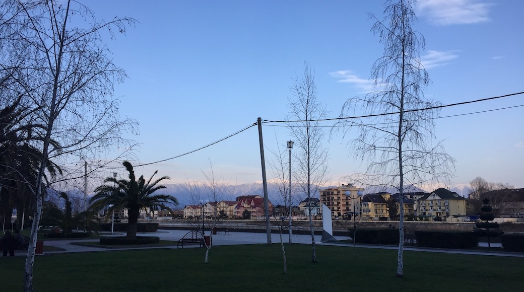 Great view walking through Adler - snow capped mountains in the background