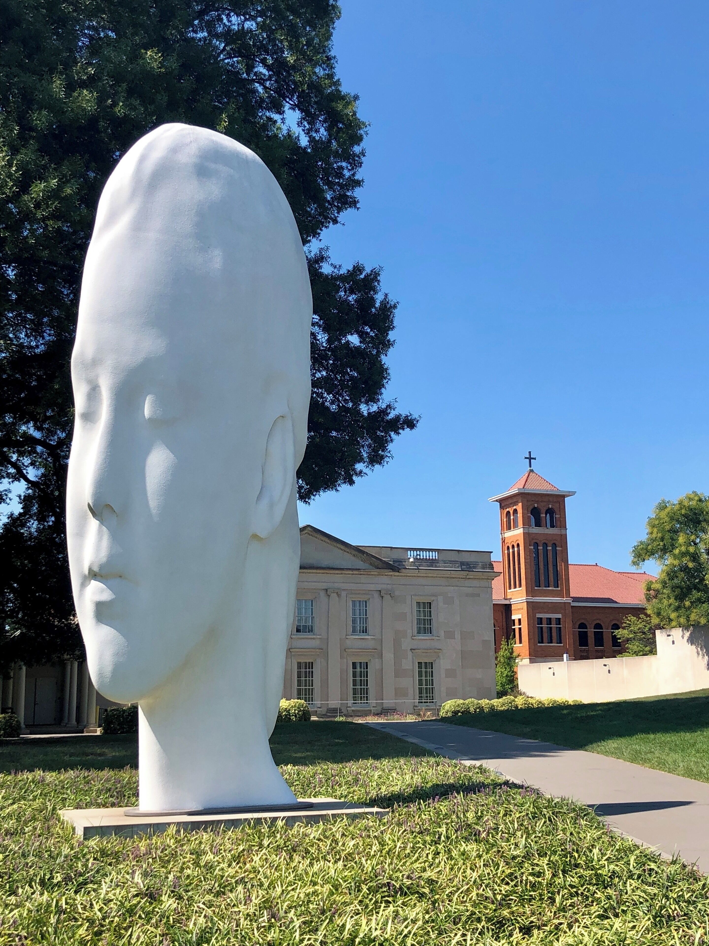 On the grounds of the museum this sculpture appears to follow you as you walk by.