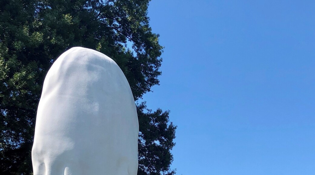 On the grounds of the museum this sculpture appears to follow you as you walk by.