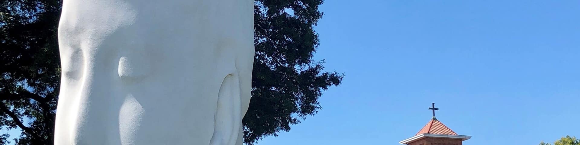 On the grounds of the museum this sculpture appears to follow you as you walk by.