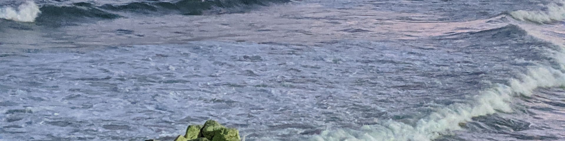 View of the beach from the fisherman's wharf just after sunset.