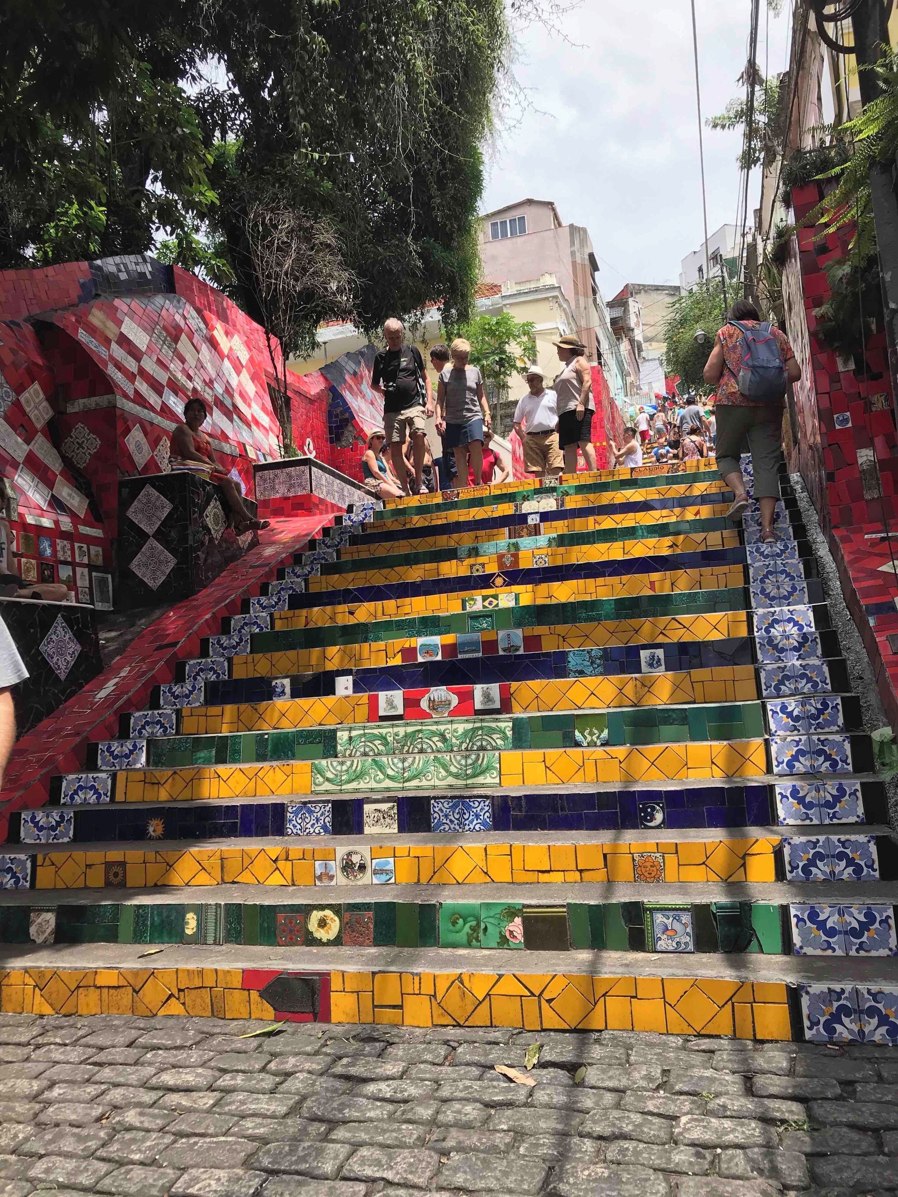 Escadaria Selarón, also known as the 'Selaron Steps', is a set of world-famous steps in Rio de Janeiro, Brazil. They are the work of Chilean-born artist Jorge Selarón who claimed it as "my tribute to the Brazilian people
