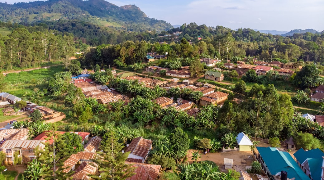 Aerial Drone Shot of Lushoto village in Usambara Mountains. Remote Place in Tanga Province, Tanzania, Africa