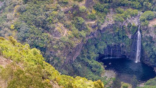 Waterfall Grand Bassin - view from Bois-Court at island La Reunion
