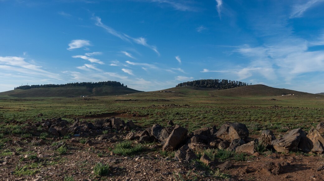Landscape with highland meadows and hills in the Middle Atlas, Azrou, Morocco