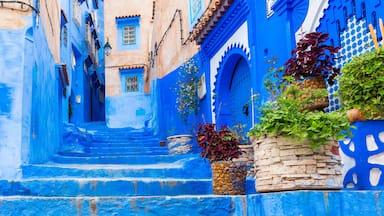 View of the buildings of the blue town of Chefchaouen, Morocco.