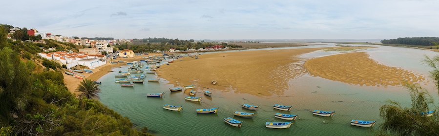Lagoon Moulay Bousselham fishing boats, Morocco