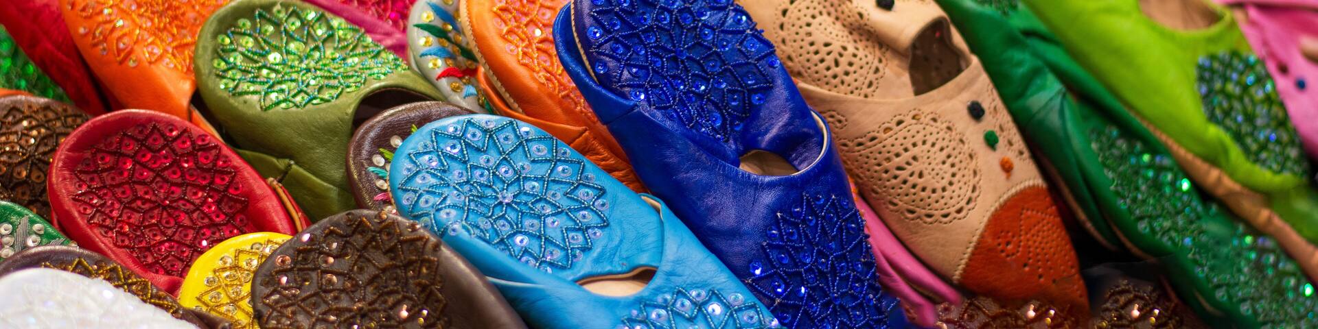 the colorful and traditional leather slippers
