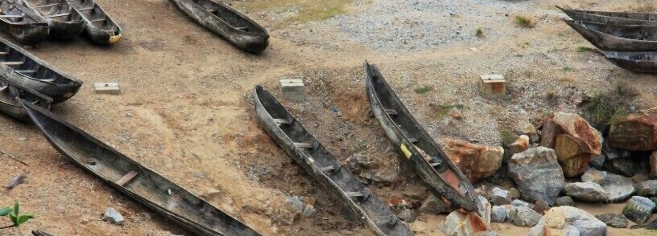 A bunch of pirogues waiting to be used by local fishermen, they are also means as a use of transport between villages close by to Taolagnaro (also known as Fort Dauphin).