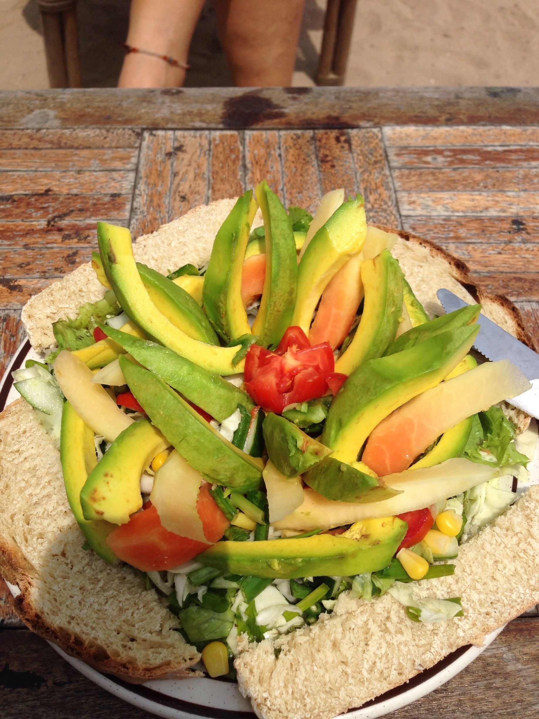 The biggest plate of veggies you'll find in Ghana at Dizzie Lizzie's cafe and guesthouse! Great atmosphere and lovely Welsh owner.
