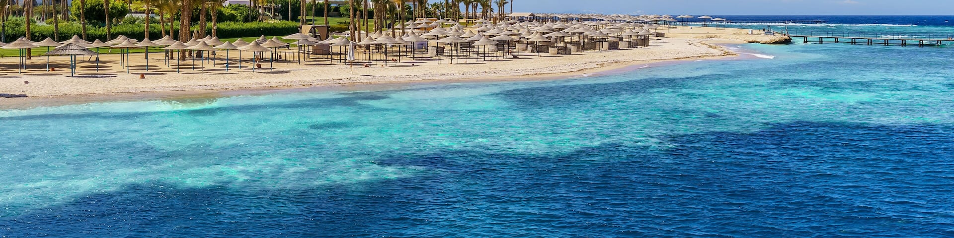 Landscape with beach in Port Ghalib, Marsa Alam, Egypt