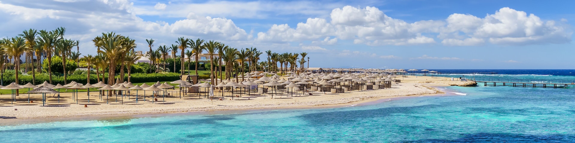 Landscape with beach in Port Ghalib, Marsa Alam, Egypt