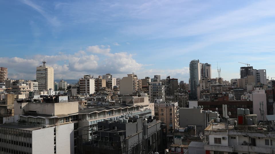 View of Beirut from the top of a building in Hamra Street one of main commercial areas of the city