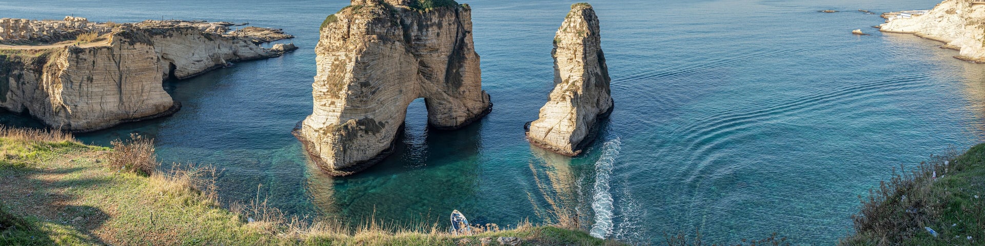 Rouche rocks in Beirut, Lebanon, Mediterranean sea