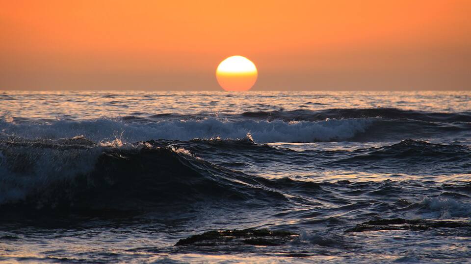 Sunset and Waves
