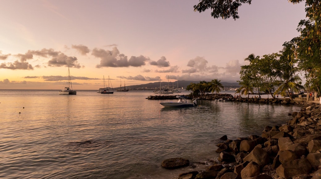 sunset over the harbor in Martinique