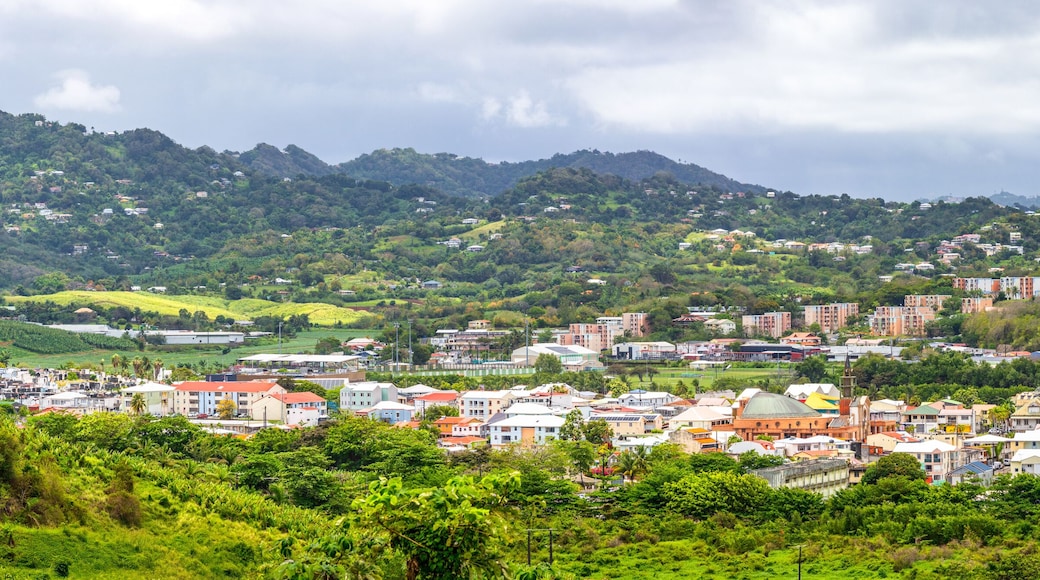 Le Francois town panorama in Martinique, France as viewed from the route N6. Le Francois is a town and commune in the arrondissement of Le Marin on Martinique