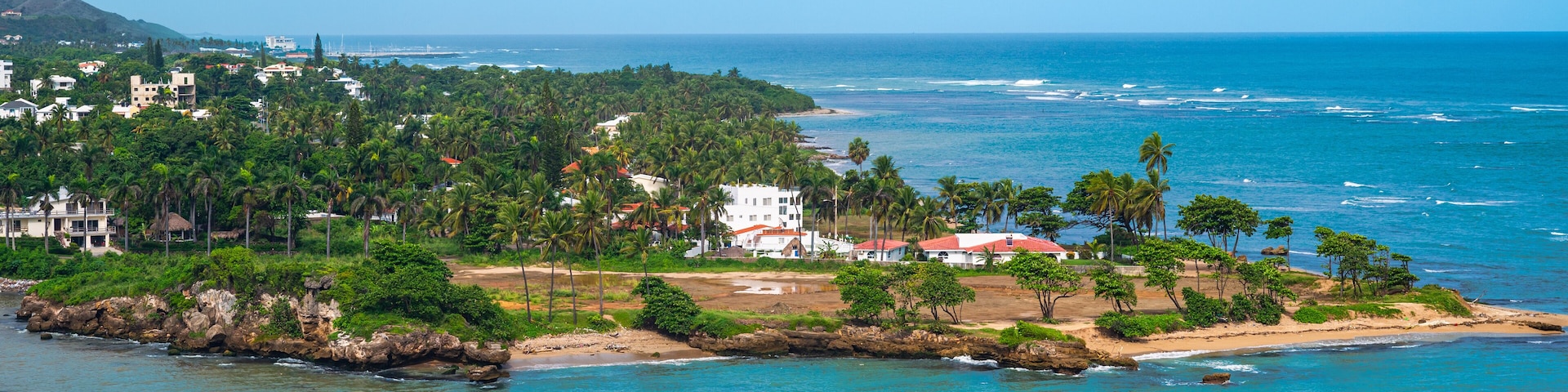 Panoramic View of Coastline at Puerto Plata Harbor, Dominican Republic