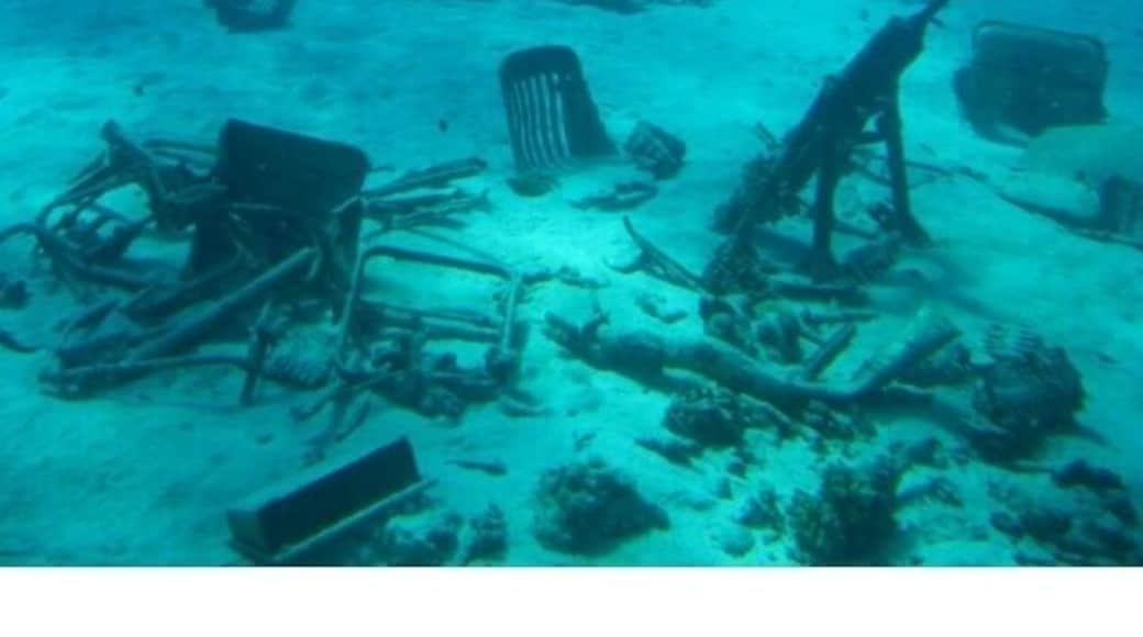 Taken inside our submarine tour. Remnants of pacific war in the battle of Saipan. This is one of a great tour itinerary as you see not only this but some cool underwater creatures.